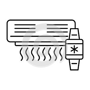 Air conditioner smart control icon, outline style