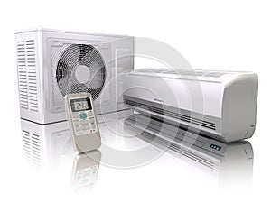 Air conditioner system on white.