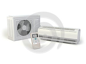 Air conditioner system on white.