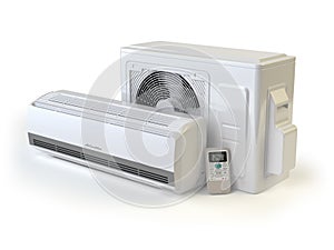 Air conditioner system on white.