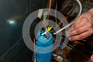 Air Conditioner Technician brazing equipment