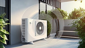 Air conditioner on the terrace, Generative AI illustrations