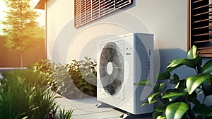 Air conditioner on the terrace, Generative AI illustrations