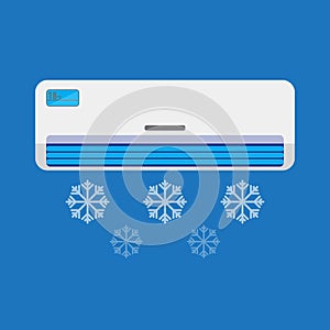 Air conditioner unit is cooling the air. Vector illustration.