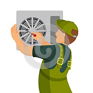 Air conditioner unit repair and installing concept