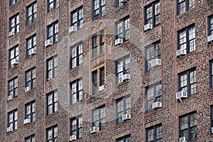 Air conditioners on house facade