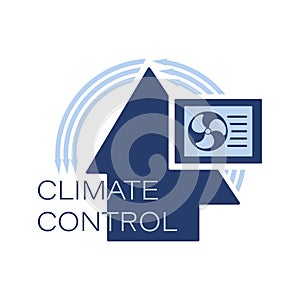 Air conditioners system maintenance. Logo, icon. Home climate control system, temperature change.