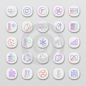 Air conditioning app icons set