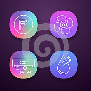 Air conditioning app icons set