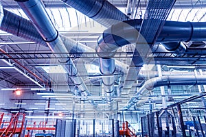 Air conditioning of buildings. Background of ventilation pipes.