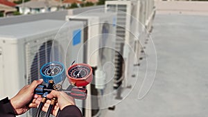 Air conditioning check service leak detection add refrigerant