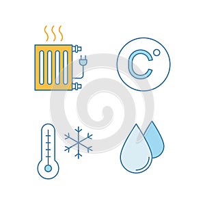 Air conditioning color icons set