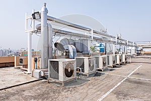 Air conditioning compressor on the Rooftop terrace
