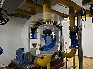 Air-conditioning condensate water complex pipes in the machine room