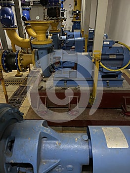 Air-conditioning condensate water complex pipes in the machine room