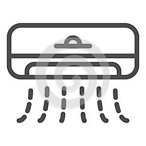 Air conditioning line icon. Cooling device with climate control feature symbol, outline style pictogram on white