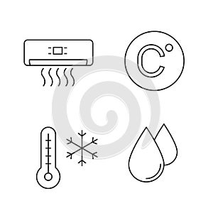 Air conditioning linear icons set