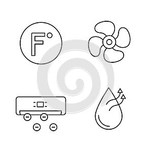 Air conditioning linear icons set