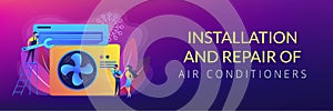 Air conditioning and refrigeration services concept banner header