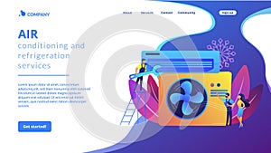 Air conditioning and refrigeration services concept landing page
