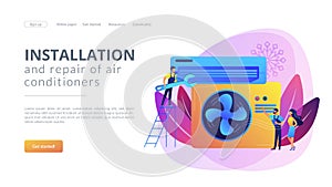 Air conditioning and refrigeration services concept landing page