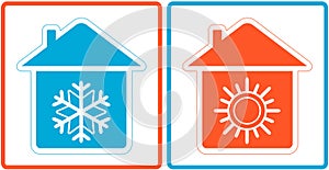 Air conditioning symbol - warm and cold in home