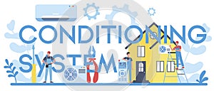 Air conditioning system and instalation service typographic header photo