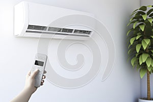 air conditioning, temperature control with remote control, cooling. Copy space