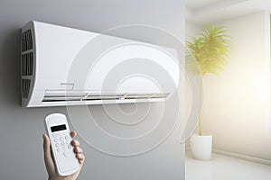 air conditioning, temperature control with remote control, cooling. Copy space