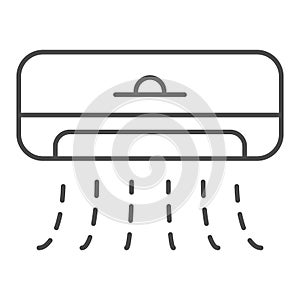 Air conditioning thin line icon. Cooling device with climate control feature symbol, outline style pictogram on white