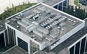 Air conditioning on top of a building