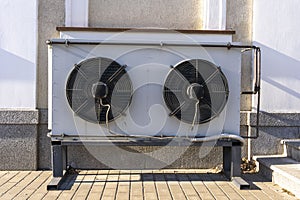air conditioning unit on the facade of the building refrigeration fans