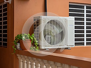 Air conditioning unit outside a residential house