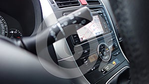 Air conditioning unit, rain sensor levers, clusters, dashboard and big navigation display.