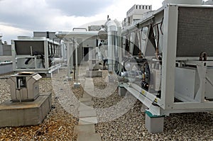 Air cooled water chiller plant with pipework photo