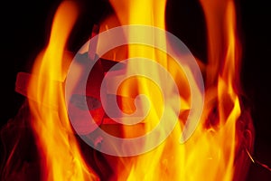 Air crash. Airplane on fire on fire