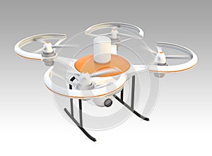 Air drone with camera on gray background