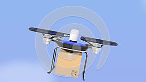 Air drones with carton package in the sky