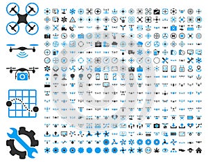 Air drones and quadcopter tools icons