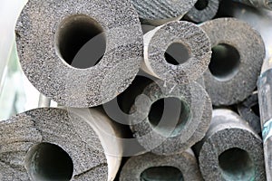 Air duct foam, grey color of Long round rods, As material use for heat Insulation.