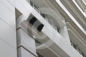 Air ducts for air conditioning systems are located outside of the building.