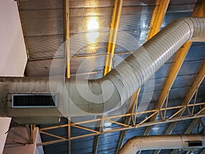 Air ducts under the ceiling.