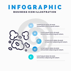 Air, Dust, Environment, Pollution Line icon with 5 steps presentation infographics Background