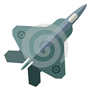 Air fighter flat icon. Flying military jet