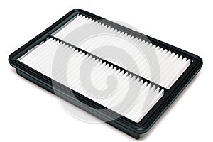 Air filter rectangular shape, upper side, aftermarket parts isolated on a white background photo