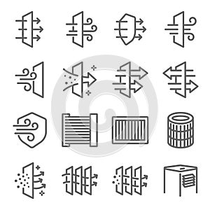 Air Filter Vector Line Icons. Contains such Icons as Purifier, PM 2.5, Pollution and more. Editable Stroke. photo