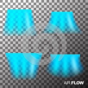 Air flow of clean or cold air from conditioner. Isolated on transparent background.