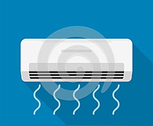 Air flow condition cool background. Air conditioner vent heat flat vector icon