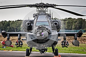 KLEINE BROGEL, BELGIUM - SEP 8, military Apache attack helicopter photo