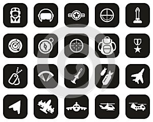 Air Force Icons White On Black Flat Design Set Big